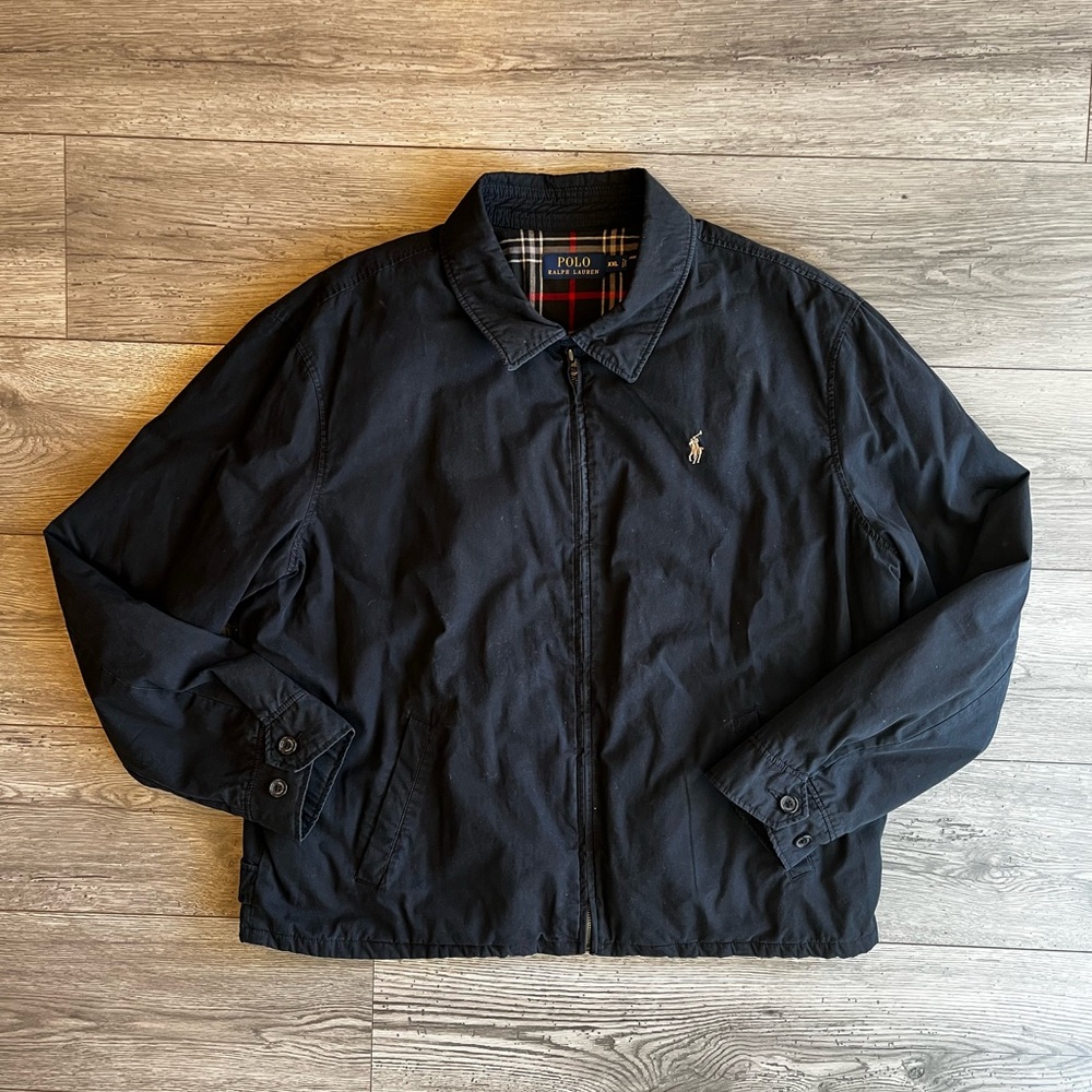 Vintage Polo Ralph Lauren Men’s Heavy Coat with Plaid Lining Black Red White XXL